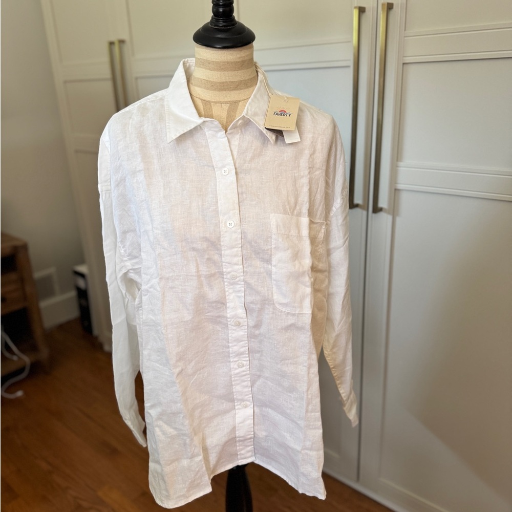 Faherty White Laguna Linen Button Down Shirt